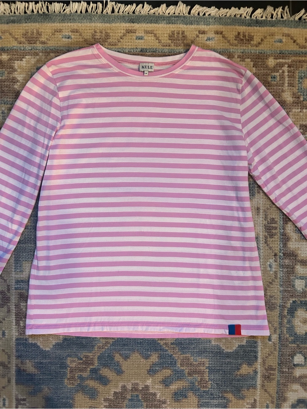 KULE Pink & White Striped Long Sleeve Tee